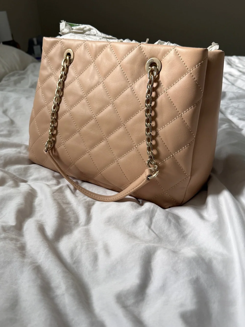 kate spade Quilted Chain-Handle Shoulder Bag - nude - never used NWT